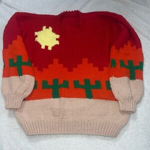 Vintage hand knit cactus desert sweater unbranded